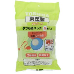 東芝製 ダブル紙パック 2層構造 防臭加工 5枚入り VPF-6 (掃除機 純正紙パック シール弁 ...