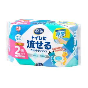 アイリスオーヤマ ペット用トイレに流せるウェットティッシュ 70枚入×2P  PNWT-2P（6個セット）  (まとめ買い ペット用品 ウエットティッシュ)｜hc7