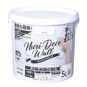 アサヒペン ヌリ デコ ウォール Nuri-Deco Wall ホワイト 5L (水性 アクリル樹脂塗料 壁紙 手で塗れる 屋内外 ヌリデコ つや消し しっくい風 漆喰風塗料)｜hc7