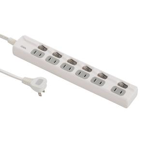 LED個別スイッチ付き 節電タップ 6個口 1.5m (品番)00-1947 HS-T1947W オーム電機 [電源タップ 電源コード 延長コード]
