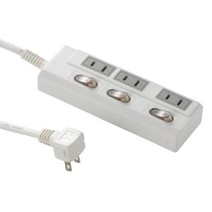 LED個別スイッチ付き 節電タップ 3個口 1m 00-1962 HS-T1962W オーム電機
