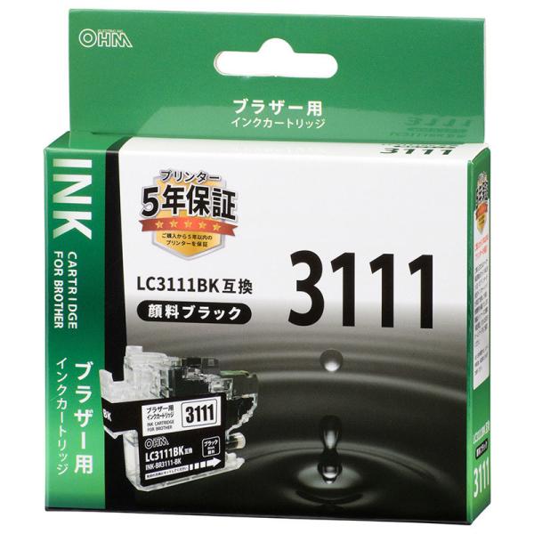 オーム電機 ブラザー互換 LC3111 顔料ブラック01-3871 INK-BR3111-BK[OA...