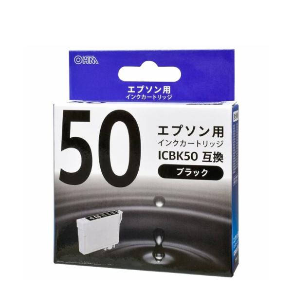 オーム電機 エプソン互換 ICBK50 染料ブラック01-4096 INK-E50B-BK[OAサプ...