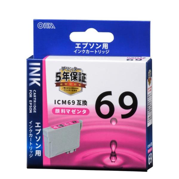 オーム電機 エプソン互換 ICM69 顔料マゼンタ01-4128 INK-E69B-M[OAサプライ...