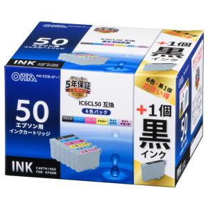 オーム電機 エプソン互換 IC6CL50 染料6色 ブラック増量01-4257 INK-E50B-6P+1[OAサプライ:エプソン互換インク]｜hc7