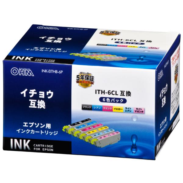 オーム電機 エプソン互換 イチョウ 6色パック01-4307 INK-EITHB-6P[OAサプライ...