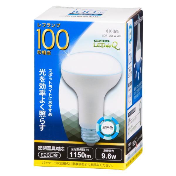 オーム電機 LED電球 レフランプ形 E26 100形相当 昼光色06-0792 LDR10D-W ...