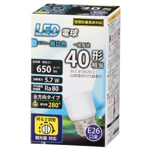 LED電球 E26 40形相当 調光器対応 昼白色 [品番]06-1872 LDA6N-G/D G11 オーム電機 [電球 替 led]