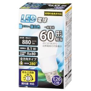 LED電球 E26 60形相当 調光器対応 昼白色 [品番]06-1874 LDA8N-G/D G11 オーム電機 [電球 替 led]