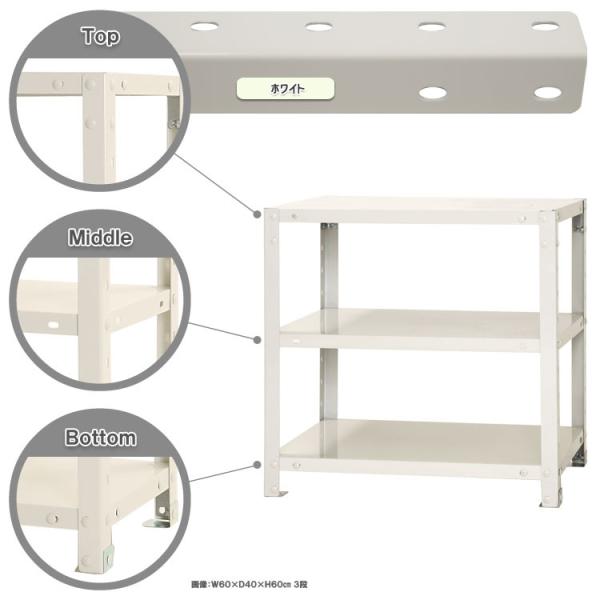 キタジマ スマートラック W600×D400×H600mm　ホワイト 3段 NSTR-136-3 [...