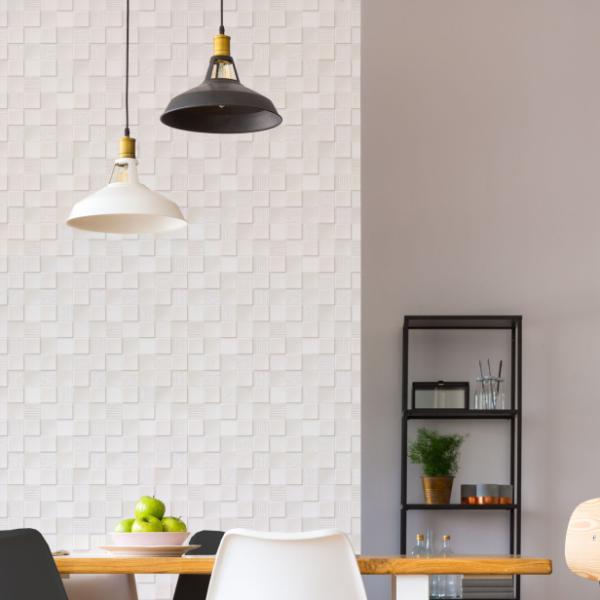 明和グラビア 貼ってはがせる壁紙シート タイル 45cm×250cm WAS-03 W (リメイクシ...