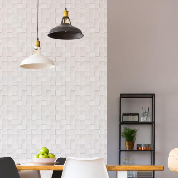 明和グラビア 貼ってはがせる壁紙シート タイル 90cm×250cm WAS-03 W (リメイクシ...