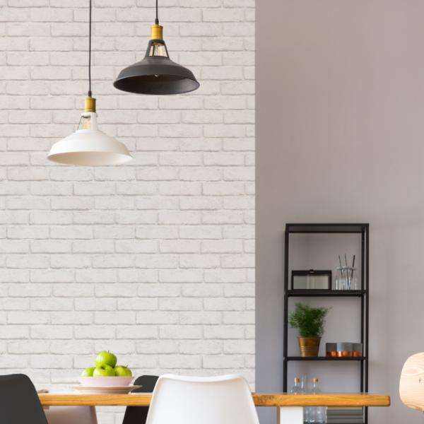 明和グラビア 貼ってはがせる壁紙シート 白レンガ 45cm×250cm WAS-04 W (リメイク...