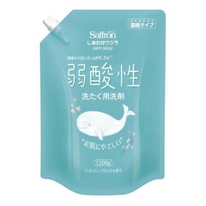 トイレタリージャパンインク 香りサフロンしあわせクジラ 弱酸性ジェル洗濯洗剤 リフレッシングバジルの香り つめかえ 1200g