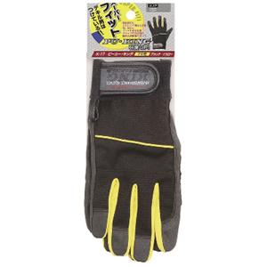 （メール便可）おたふく手袋 PU-KING手袋 アテ付 ブラック×イエロー K-17 L