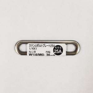 メール便可）八幡ねじ ステンUボルトプレート 20A 1/4×3/4 ねじ径W1/4