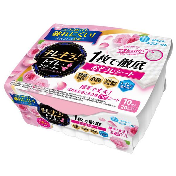 大王製紙 エリエールキレキラ!トイレクリーナー1枚で徹底おそうじシート ハッピーローズ本体10枚