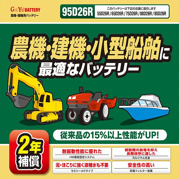 ナカノ G&amp;Yu バッテリー SMF 建機・農機バッテリー N-95D26R（店舗受取のみ）