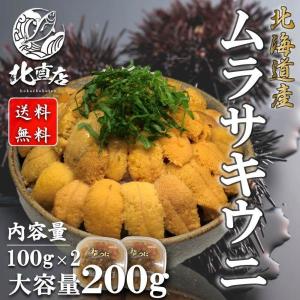 【北海道産ムラサキウニ100ｇ×2】北海道産 生キタムラサキウニ（塩水ウニ100ｇ×2）うに ウニ 北海道 贈り物 無添加 塩水パック 塩水ウニ 丼 うに北海道産｜hcimport