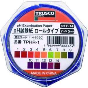 ■TRUSCO pH試験紙 ロールタイプ 7mm×5M Ph1~14【1145330:0】[店頭受取...