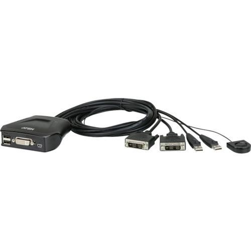 ■ATEN KVMスイッチ 2ポート/USB/DVI/ケーブル一体型【1152995:0】[送料別途...