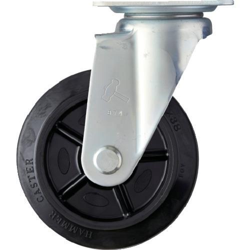 ■ハンマー 静音旋回式ゴム車輪(ナイロンホイール・ラジアルボールベアリング)150mm【212346...