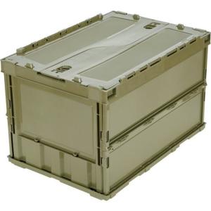 トラスコ 薄型折りたたみコンテナ ロックフタ付き 50L OD色 TR-C50B-OD