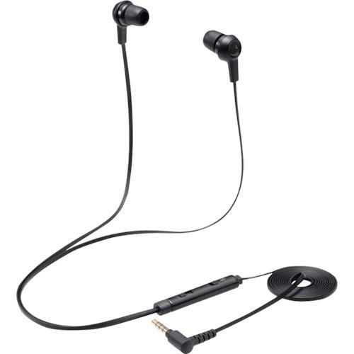 ■ELECOM インナーイヤー型ヘッドセット カナル ミュートスイッチ付 両耳 4極3.5mm ブラ...
