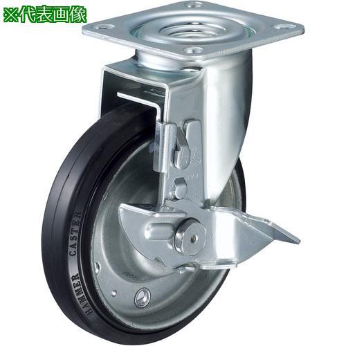 ■ハンマー プレート式 自在 キャスター 75X75(80X80) ストッパー付 ゴム車 125mm...