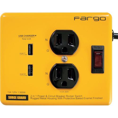 ■Fargo スチールタップ AC2個口 3.4A USB 2ポート イエロー【3463021:0】...