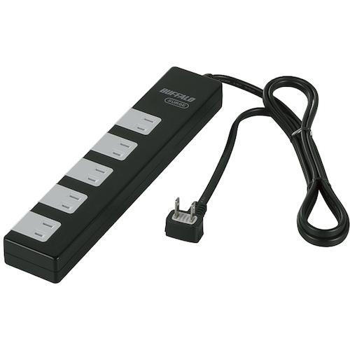 ■BUFFALO 2ピン式電源タップ 10個口タイプ 雷サージ防止/集中スイッチ付 1.5m ブラッ...