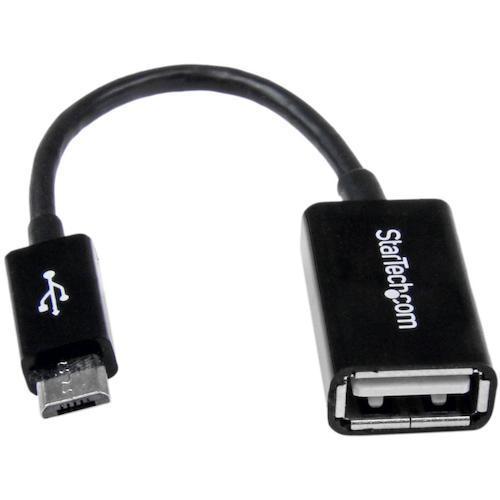 ■スターテック USBケーブル/A - Micro-B/12cm/OTG変換/メス・オス/ブラック【...