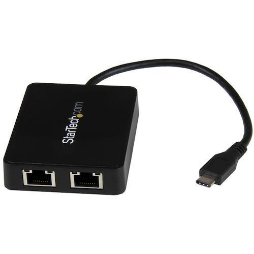 ■スターテック LANアダプター/USB-C/2x RJ45/10/100/1000Mbps/1x ...