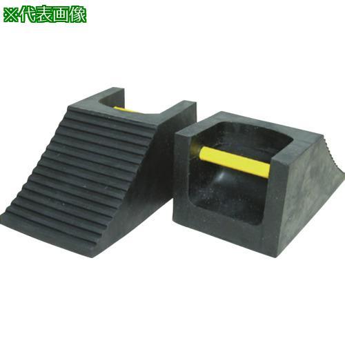 ■IWA 車輪止め 黒 光る取手付 小 200×100mm【5091231:0】[店頭受取不可]