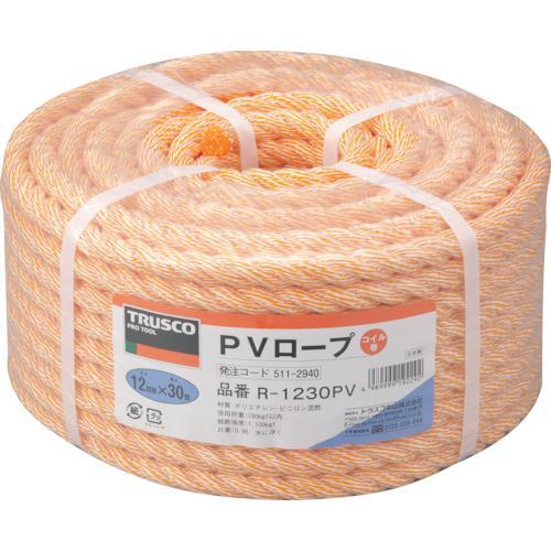 ■TRUSCO PVロープ 3つ打 線径12mmX長さ30m【5112940:0】[店頭受取不可]