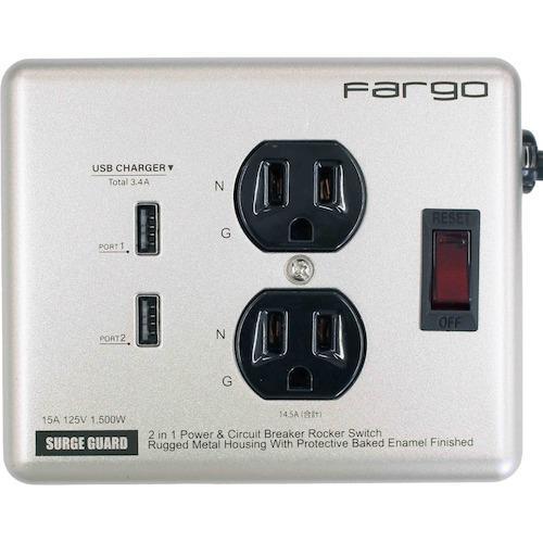 ■Fargo スチールタップ AC2個口 3.4A USB 2ポート シルバー《20個入》【5627...