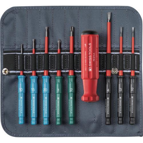 ■PBスイスツールズ 差替式絶縁ドライバーセット 8本組 ロールバック入り【6670949:0】[店...