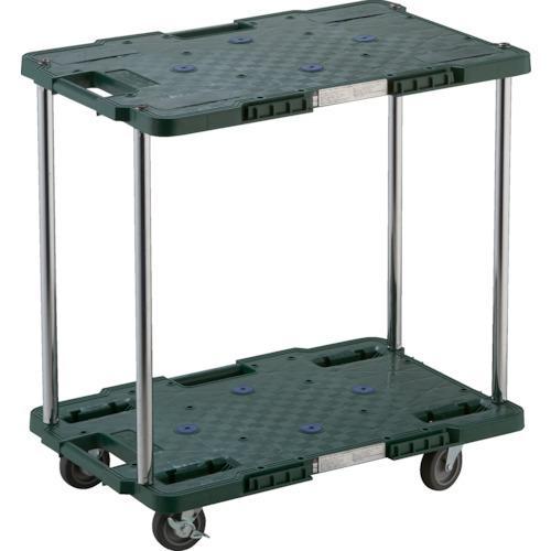 ■TRUSCO 樹脂製台車 ルートバン 2段式 400X600 4輪自在ストッパー付 緑【78036...