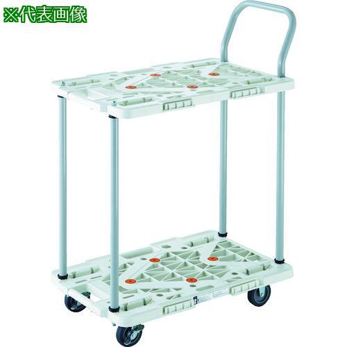 ■TRUSCO 樹脂製台車 2段式ルートバン 600X400 ハンドル付 4輪自在 ストッパー付 青...