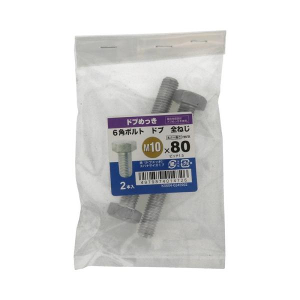 六角ボルト 全ねじ ドブ M10×80mm 2入 ×5セット