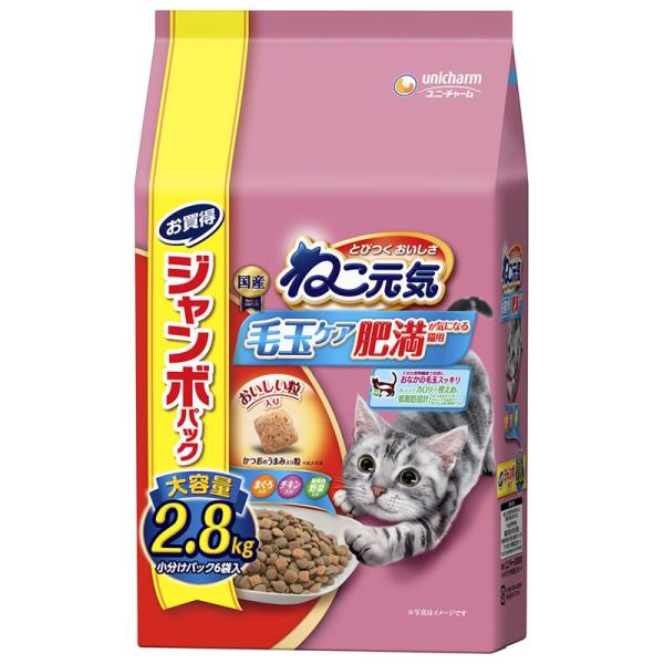 【セット販売】ねこ元気 毛玉ケア肥満猫用 2.8kg (×2セット) ユニ・チャーム