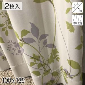カーテン 遮光1級 形状記憶 レリーフ グリーン 100×178 1枚 イージー