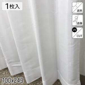 採光性裏地付レースカーテン 巾100×丈176cm ホワイト 2枚入 191117