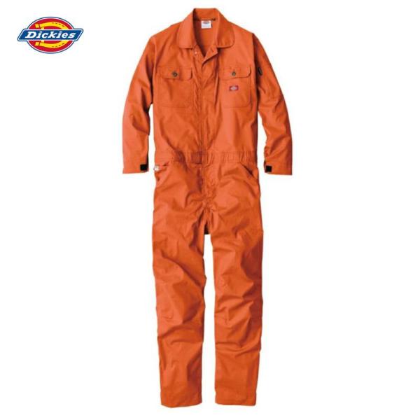 Dickies ストレッチCVC長袖つなぎ D-746 オレンジ M ツナギ 作業服 オールインワン...