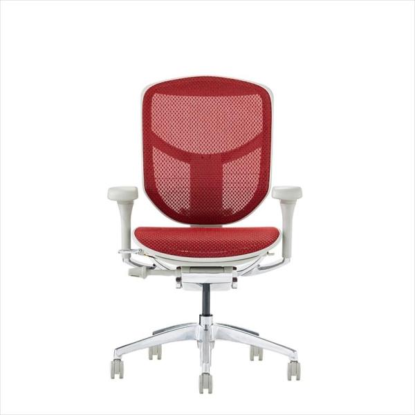 エルゴヒューマン オフィスチェア エンジョイ２ ロータイプ 高機能 グレーフレーム×レッドメッシュ ...