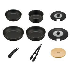 [即納在庫品] サーモス フライパン セット IH 取っ手がとれる フライパン9点セット デュラブルシリーズ ブラック KSA-9A BK