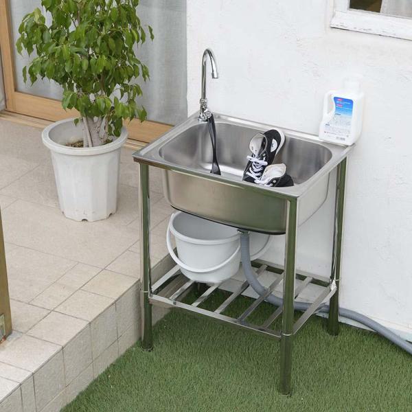 蛇口付きステンレス流し台60 TAN-3026 流し台 ステンレス 屋外 ガーデニング