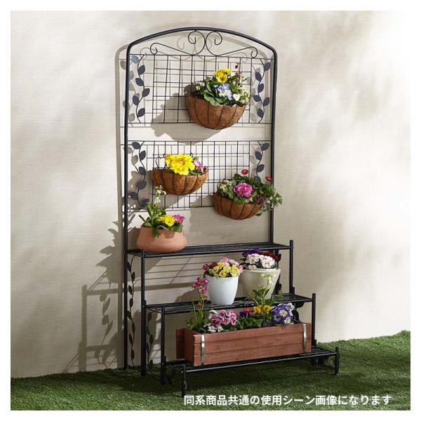 谷村実業 フェンス付フラワースタンド3段ホワイト TAN-960