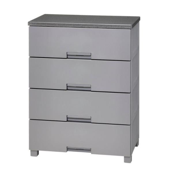 天馬 フィッツチェスト 6504 グレー 4段 多段 おしゃれ シンプル 引き出し 衣類収納 滑り止...