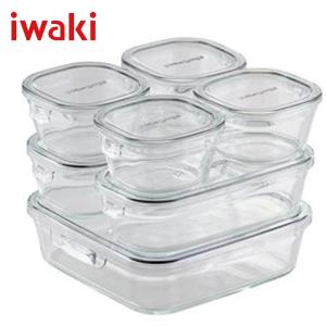 イワキ iwaki 耐熱ガラス保存容器 7点セット イワキ パック＆レンジ システムセット クールグレー
